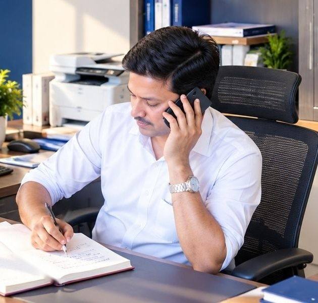 Team member working at a desk in the company office